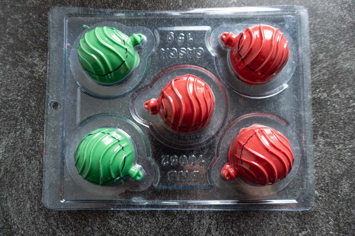 hardened chocolate in molds flipped over