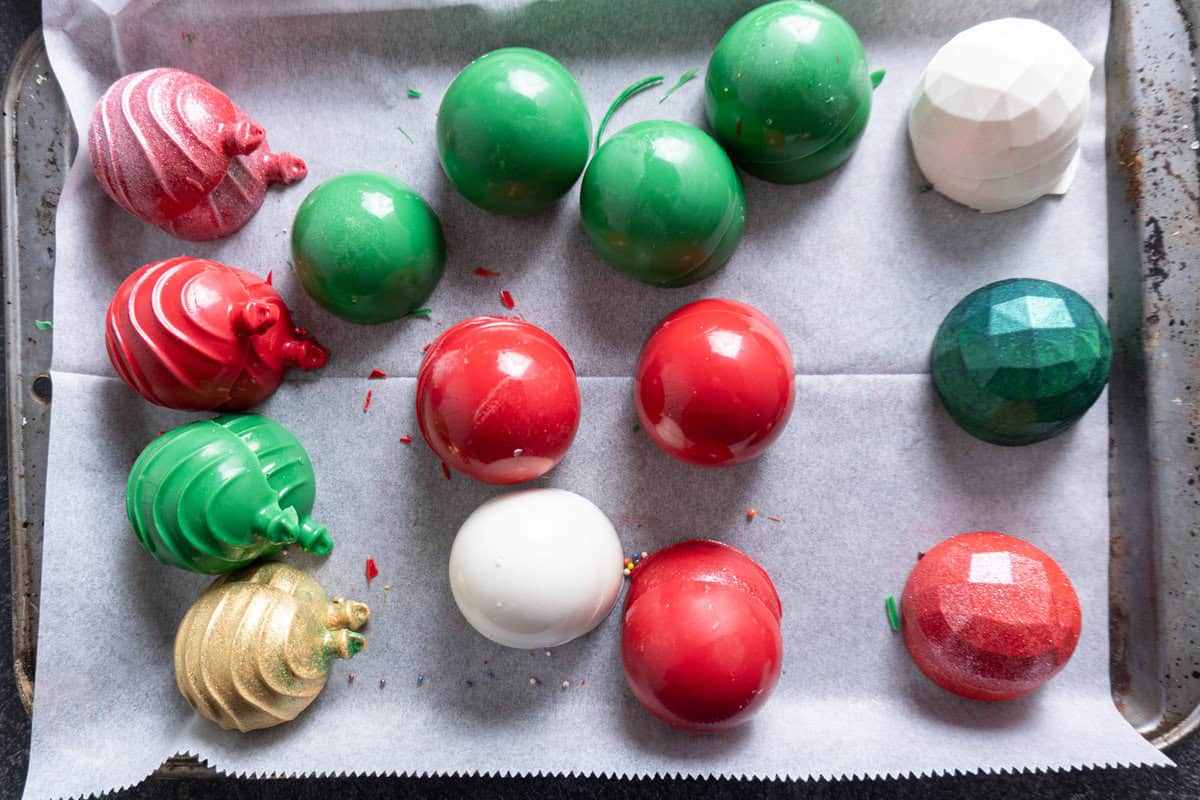 hot cocoa bombs removed from molds