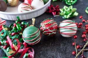 striped hot cocoa bombs