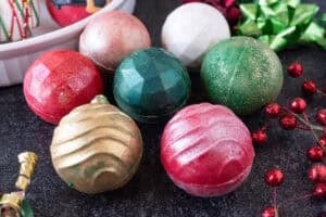 shiny ornament hot cocoa bomb