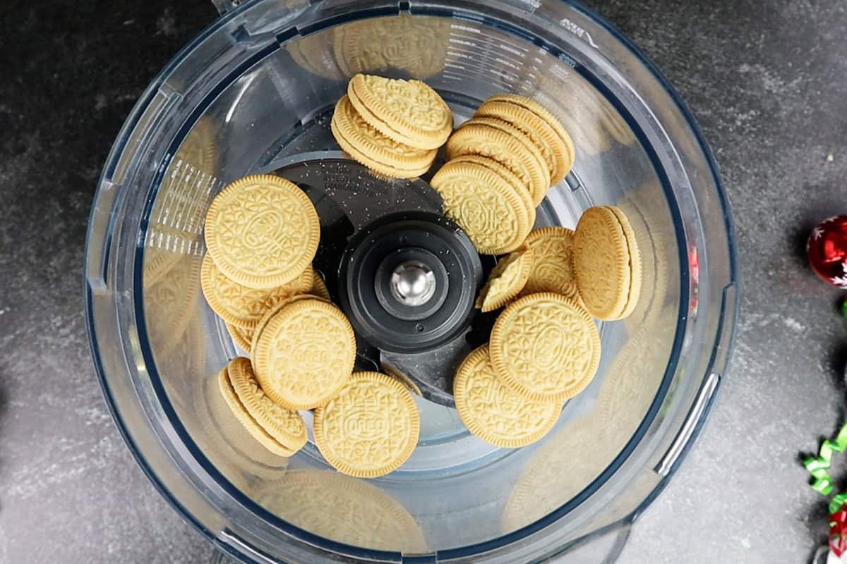 adding oreos to food processor