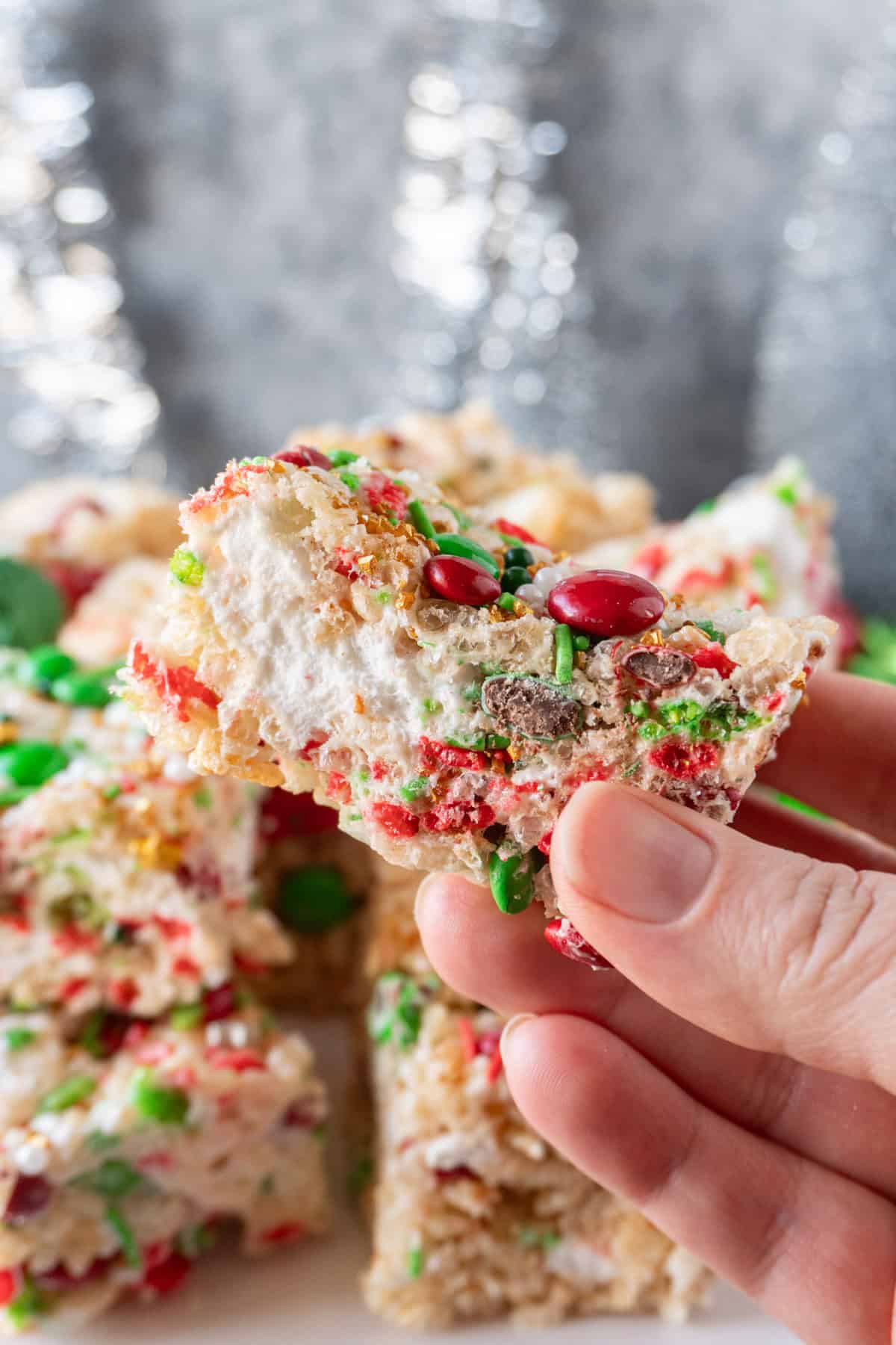 side vide of a Christmas Rice Krispie Treat
