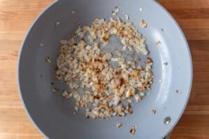 sautéed shallots in pan.