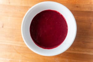 blackberry sauce after pour through a strainer.