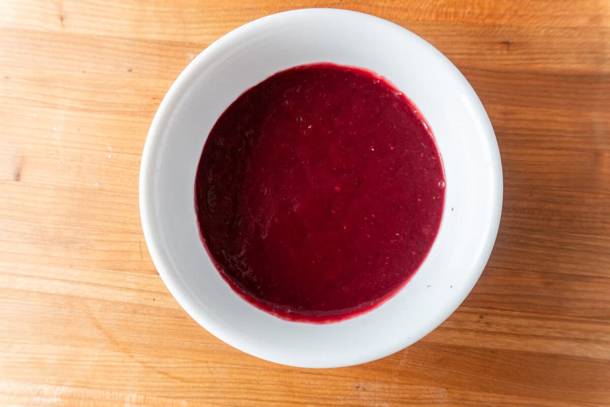 blackberry sauce after pour through a strainer.