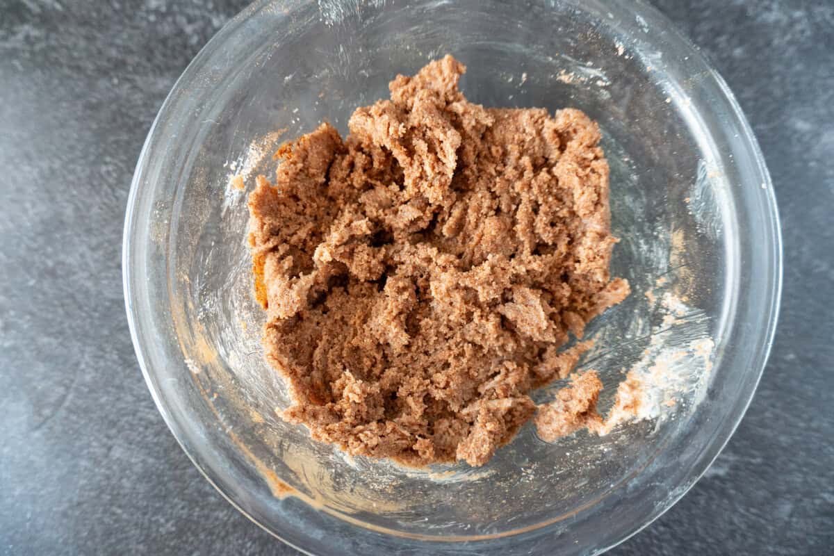 cinnamon topping mixed in a glass bowl.